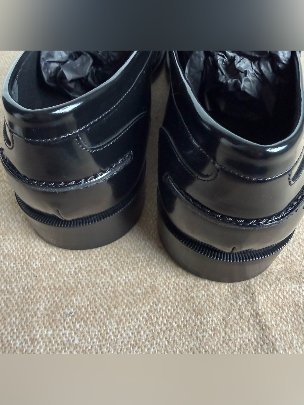 The Kooples Black Glossy Smooth Leather Penny Loafers Size US 10- EU 43 - Picture 5 of 10